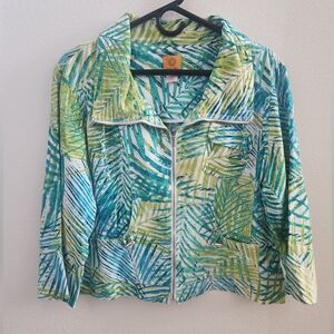 Ruby Rd. Women's Multi Palm Leaf Linen Blend Jacket